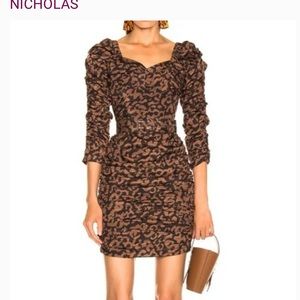 Nicholas Leopard Gathered Dress size 6